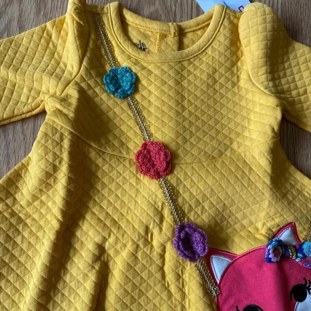 Kids Headquarters Flower Fox Long Sleeve 2 Piece Set Yellow Blue 18 Months